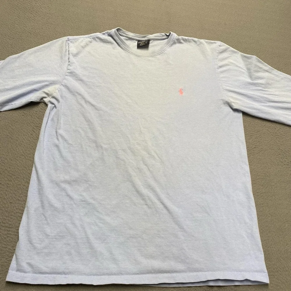 Polo Ralph Lauren Shirt Mens Large Light Blue Long Sleeve Logo Crewneck Tee